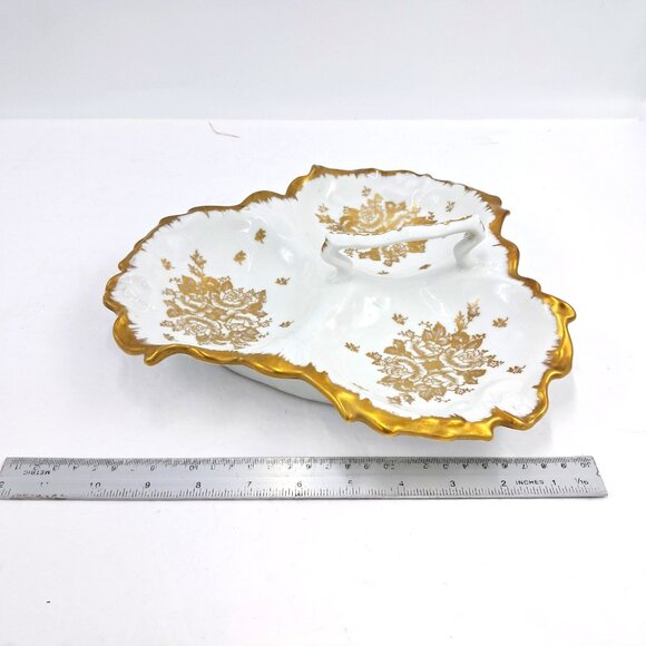Limoges France Hand Painted Candy or Nut Serving Dish With 2 Mint Trays Vintage - Picture 12 of 16